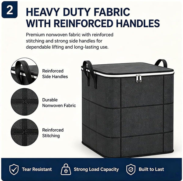 210L XXL Foldable Storage Bag with Reinforced Handles - Upgraded Large Capacity Spacious Moving Storage Bin, Zippered Fabric Giant Storage Bags for Quilts Bedding Sweaters, Moving Day, 3, XXL-210L3
