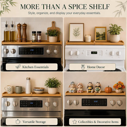 Magnetic Stove Top Shelf 30 Inch – over the Stove Spice Rack Organizer for Flat Top Stoves, Strong Magnetic Bamboo Kitchen Shelf, Space Saving Stove Top Storage Rack, Tool-Free Installation, Natural7