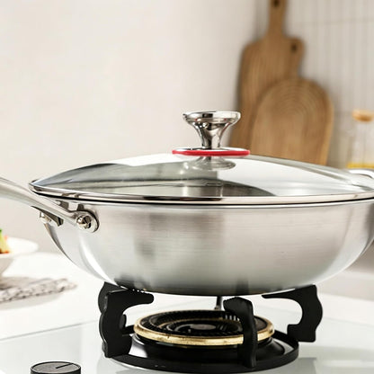 Stainless Steel 316 Wok with Glass Lid, Tri-Ply Stir Fry Pan with Handle, Induction Compatible (12.5 Inch)3
