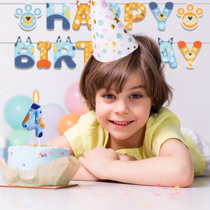 Blue Number 4 Birthday Candle for Cake Dog Paw Birthday Decorations5
