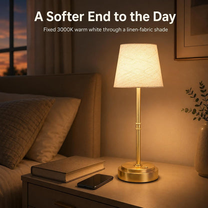 Rechargeable Cordless Table Lamp, Nightstand to End Table,Gold,1 Pack9