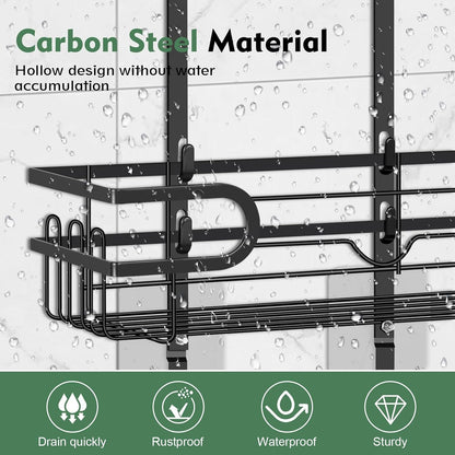 Shower Caddy Hanging, over Head Shower Caddy Shower Storage Rack Basket with Hooks for Razor and Sponge Rustproof, No Drilling, Accessories for Bathroom and Kitchen, Black23