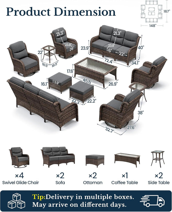 Luxury Outdoor Patio Furniture Set with 6-Inch Thick Cushions12
