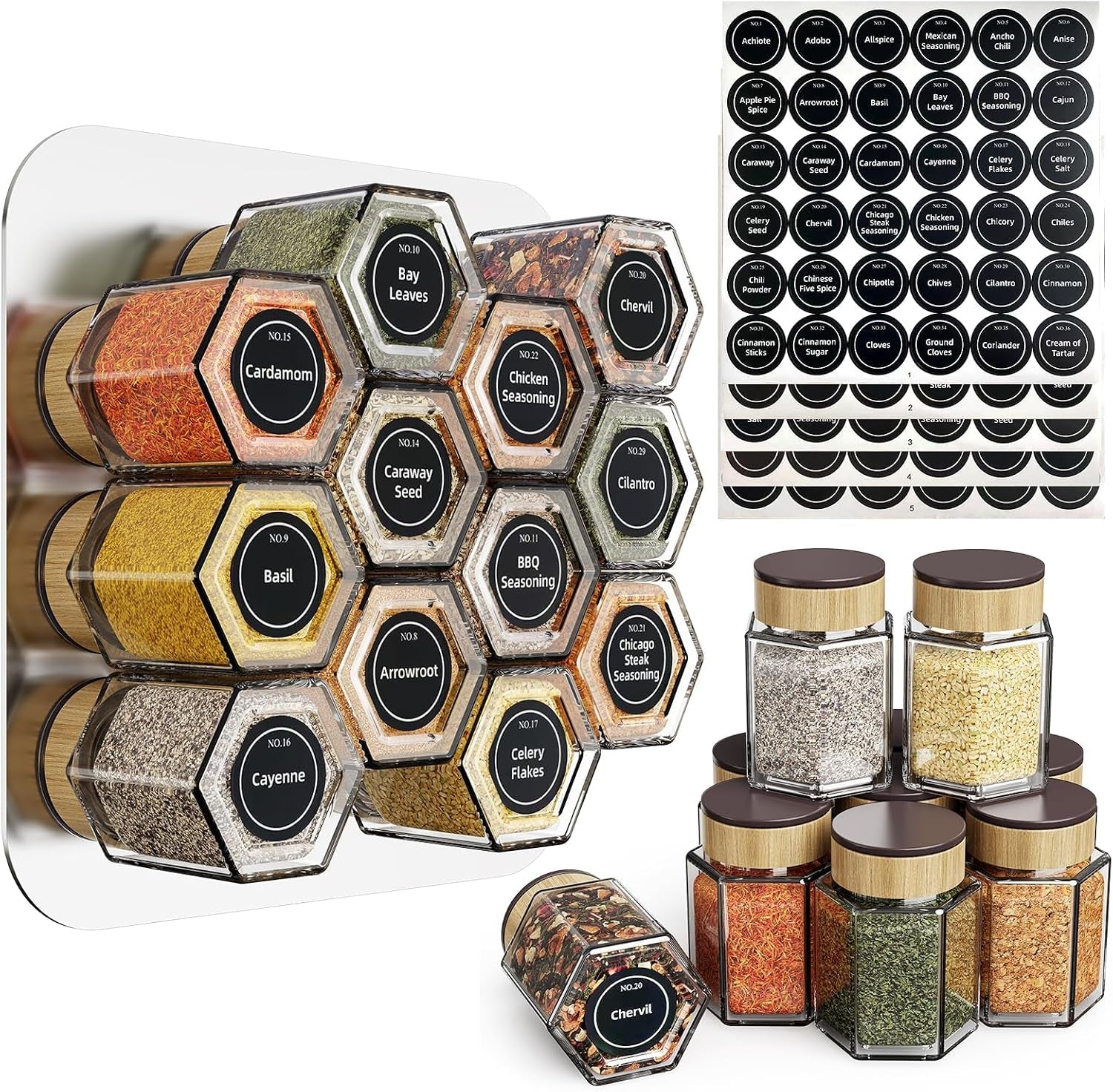 set-of-12-magnetic-glass-spice-tins-with-180-seasoning-label-stickers