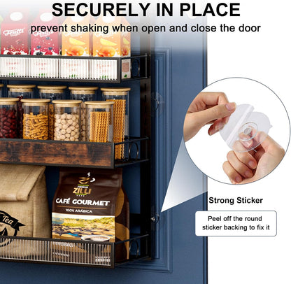 8 Tier Pantry Door Organizer Spice Rack, 2-IN-1 Wall Mount or Hanging over Door Seasoning Organizer with Adjustable Baskets, Heavy Duty behind Door Storage Shelves for Pantry, Cabinet and Kitchen5