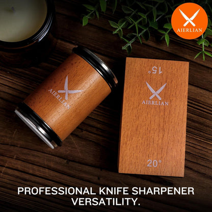 Knife Sharpener Tool, Rolling Knife Sharpener Kit, Knife Sharpening with Diamonds and Ceramic for Steel of Any Hardness, Kitchen Knife Sharpener with 15 & 20 Degree Magnetic Angle(Brown)6