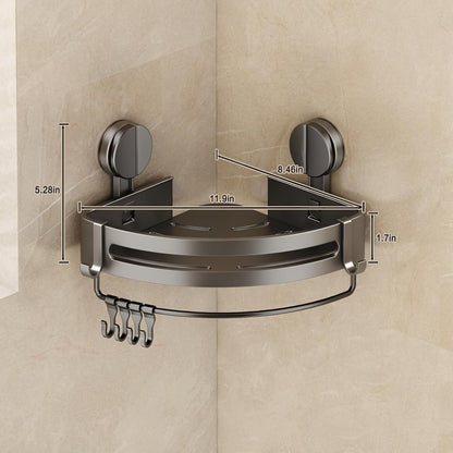 Corner Shower Caddy Suction Cup, 2 Pack Shower Shelves No Drilling, Showers Organizer Storage with Towel Bar & Removable Hooks, Bathroom Shower Shelf Rack for inside Showers2