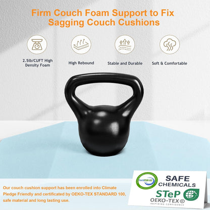 Couch Cushion Support for Sagging Seat, 20"X20"X2" 40D Firm Trapezoid Foam3