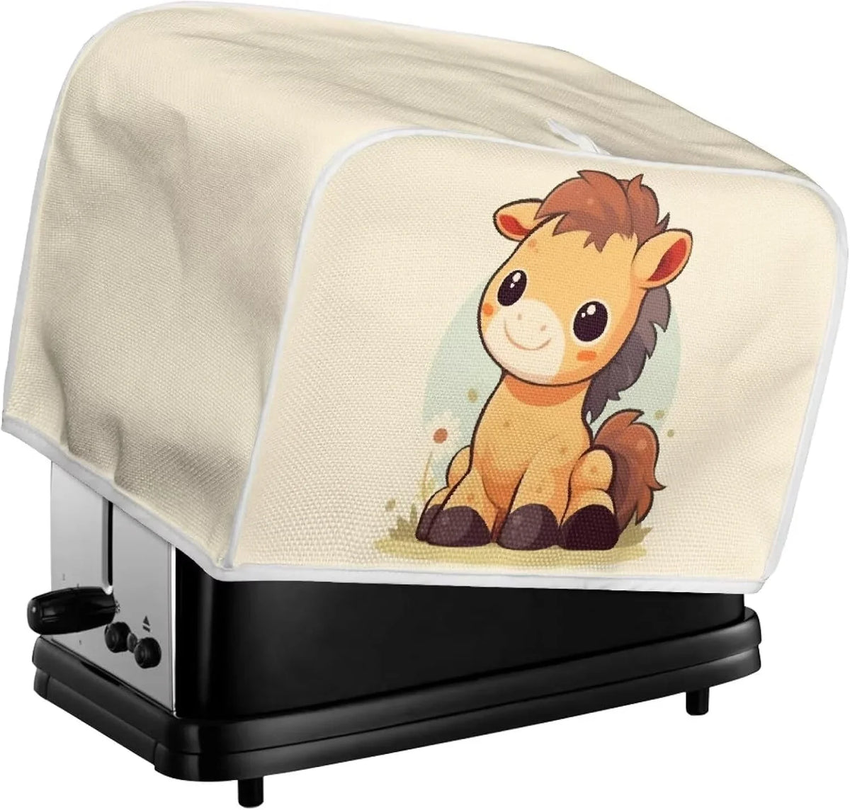cartoon-horse-2-4-slice-slot-toaster-cover-cute-horses-bread-toaster-oven-funny-zoo-animal-with-woolen-ball-kitchen-appliance-cover-dustproof-for-standard-size-l