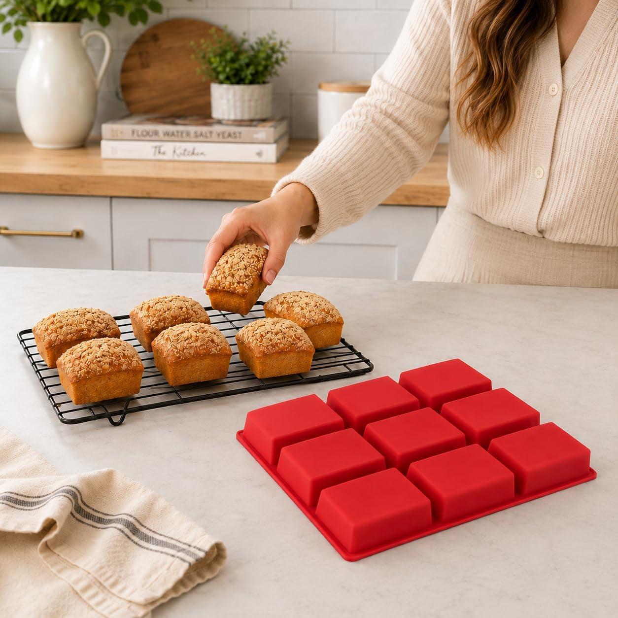 mini-loaf-pans-silicone-8-cavity-nonstick-mini-bread-loaf-pan-for-baking-cornbread-brownies-cheesecake-chocolate-small-loaves-oven-safe-reusable-bakeware-red-1-pack