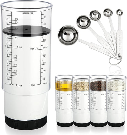 6 Pcs Adjustable Push up Measuring Cup Set 1 Measure Cup 5 Measure Spoon1