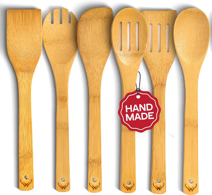 Wooden Spoons for Cooking Set of 6 – Premium Wooden Utensil Set for Everyday Use – Versatile Cooking Utensils Set Safe for Nonstick Pans – Durable Wooden Spoon Kitchen Utensils Set1