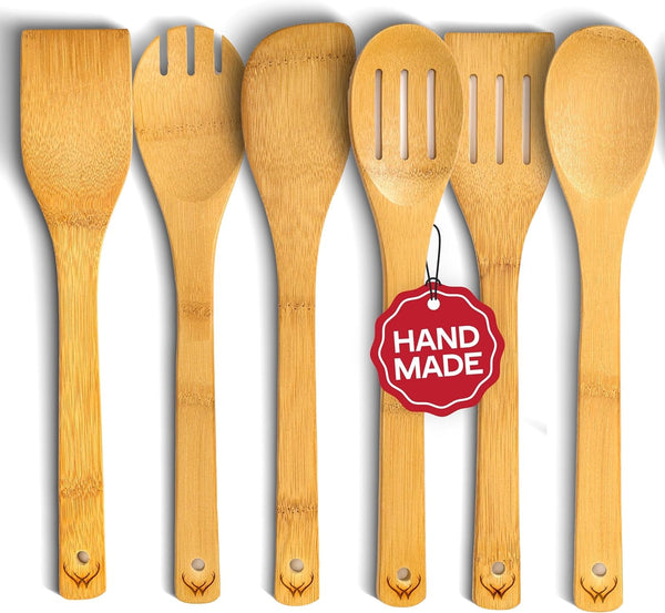 Wooden Spoons for Cooking Set of 6 – Premium Wooden Utensil Set for Everyday Use – Versatile Cooking Utensils Set Safe for Nonstick Pans – Durable Wooden Spoon Kitchen Utensils Set1
