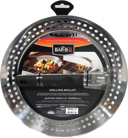 12" Stainless Steel Grill Skillet & Deep Fryer Strainer Basket with Removable Handle - BBQ Grill Pan for Seafood & Vegetables - Outdoor Camping & Backpacking Grilling Accessory by  06753Y1