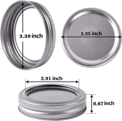 Wide Mouth Canning Lids and Rings for Ball or Kerr,Mason Jar Large Lids and Bands Set of 124