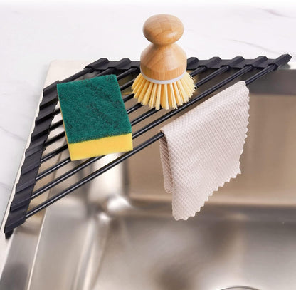 Triangle Roll up Dish Drying Rack with Silicone Coating, Black1