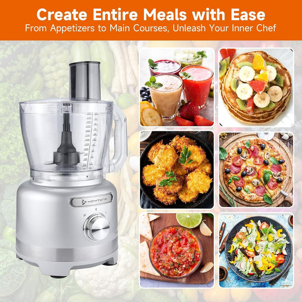 16 Cup Food Processor Large, 9-In-1 Vegetable Chopper with 7 Blades for Shredding, Slicing, French Fry Cutting, Meat Grinding, Dough Kneading, 3 Speeds, Dishwasher Safe (Silver, 16 Cup)3