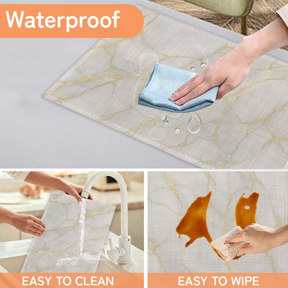Marble Placemat Set of 6,White Gold Flowing Marble Heat Resistant Linen Table Mats for Indoor Outdoor Home Kitchen Dining Room Table 12X18Inch5