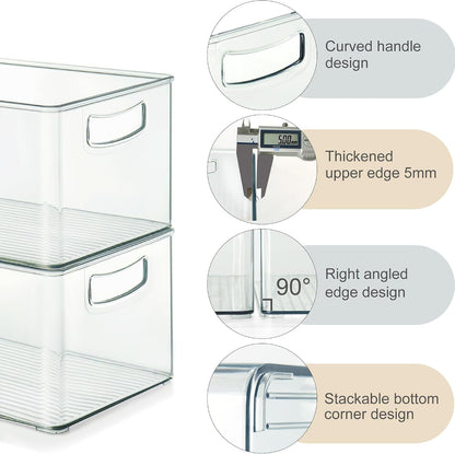 8 PACK Freezer Organizer Bins Fridge Organizers and Storage Stackable Refrigerator Organizers Bins with Side Handles Clear Storage Bins for Pantry, under Sink, Kitchen Cabinet4