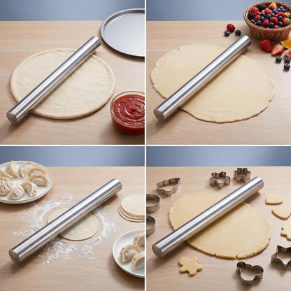 10 Inch Stainless Steel Hollow Rolling Pin - Professional Metal Dough Roller for Baking Pizza, Pie, Cookies, Dumplings - Non-Stick & Dishwasher Safe6