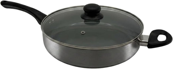 20-Piece Ceramic Metallic Cookware Set, Nonstick - Platinum | 20-Piece Cookware Set with Ceramic Nonstick Interiors, Glass Lids, Utensils, Strainer, Pads, and Griddle Pan.4