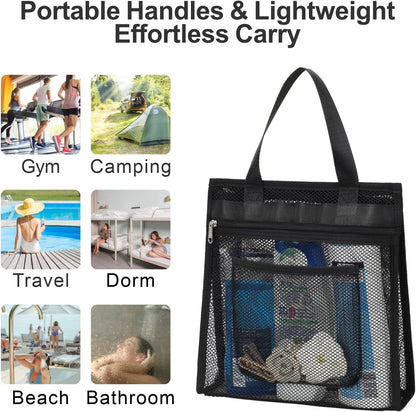 Small Mesh Shower Caddy Portable - Zipper Gym Shower Bag for Travel, Black8
