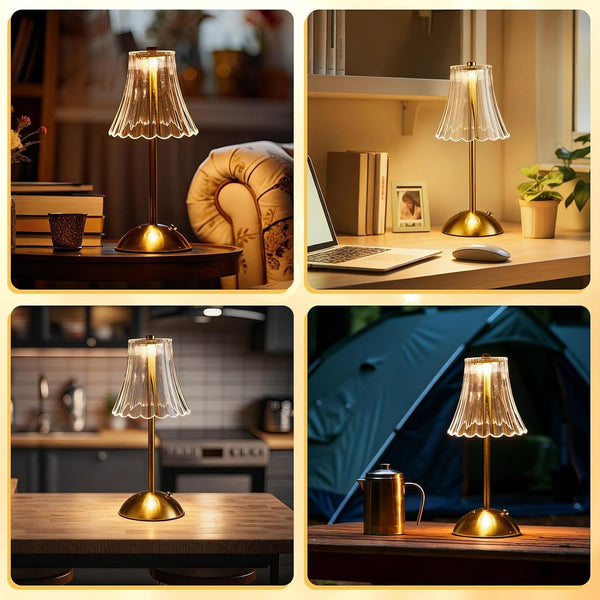 6 Pcs Cordless Table Lamp Rechargeable Touch Lamp, Gold Flower6