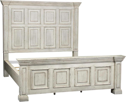 Liberty Furniture Big Valley California King Panel Bed Traditional Bedroom Wood Bed Frame - Distressed Whitestone Birch Wood2