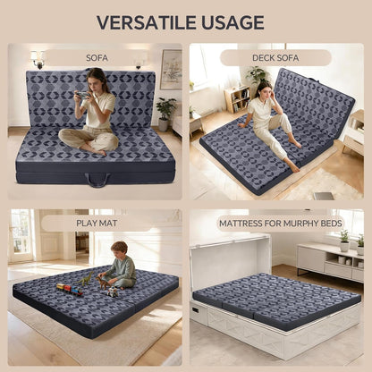 Tri-Folding Mattress Twin Size,6 Inch Guest Bed with Washable Cover6