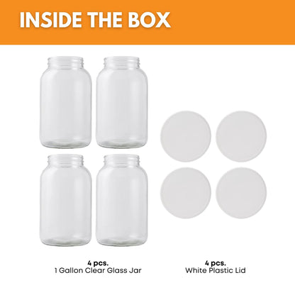 4-Pack 1 Gallon Glass Jar with Lid | Wide Mouth Food Storage Canisters | Heavy-Duty Glass Jars with Airtight Lid for Kombucha, Pickling, Canning, Fermentation, Cider, Wine and Bulk Pantry Storage2