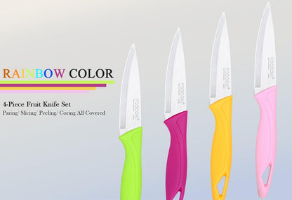 Paring Knife, 4 Inch Fruit Paring Knives Set of 4 with Cover Sheath, Small Kitchen Sharp Peeling Cutting for Vegetable Stainless Steel7