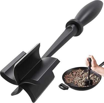1Pcs Meat Chopper Hamburger Masher Heat Resistant Nylon Tool for Cooking | Meat Chopper, Hamburger Masher, Premium Heat Resistant Smasher for Ground Beef, Burger Chopper Nylon Potato Mix Tool - Black1