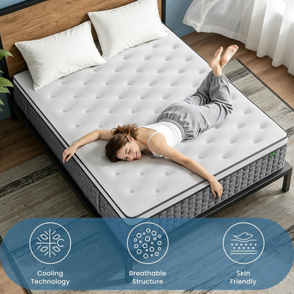 Queen Mattress,12 Inch Hybrid Queen Size Mattresses in a Box: Medium Firm,Memory Foam & Pocket Springs for Pressure Relief, Motion Isolation,Certipur-Us Certified,No Fiberglass,365-Night Trial4