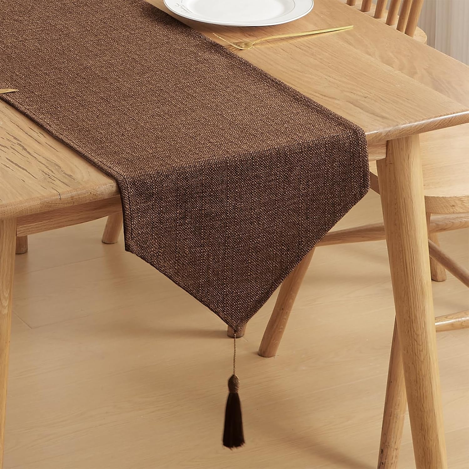 faux-linen-brown-fall-table-runner-with-tassels-14x95-inch-dresser-scarf-rustic-indoor-outdoor-graduation-farmhouse-table-runners-for-dining-table-banquet-party-home-bedroom-decoration