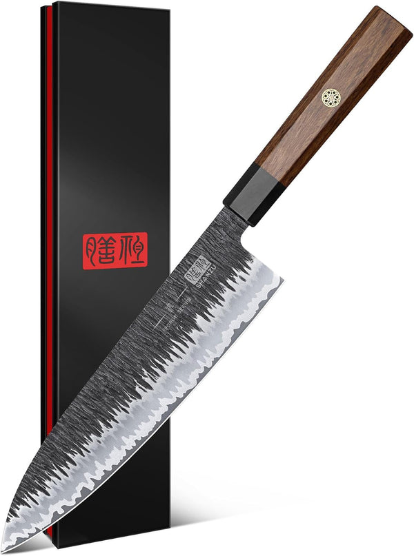 8 Inch Japanese Chef Knife, Hand Forged Gyuto Knife 9 Layers High Carbon 10CR15MOV Steel Kitchen Knife Ultra Sharp & Durable Professional Japanese Sashimi Knife with Ergonomic Rosewood Handle1