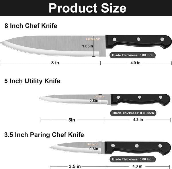 Kitchen Knife, 3-Pcs Knife Set, 8 Inch Chef Knife, 5 Inch Utility Knife4