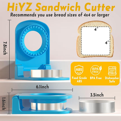 Sandwich Cutter and Sealer - Stainless Steel Decruster Sandwich Maker - Peanut Butter and Jelly Crustless Sandwich Bread Pancake Maker Cookie Cutter for Kids Children Boys Girls3