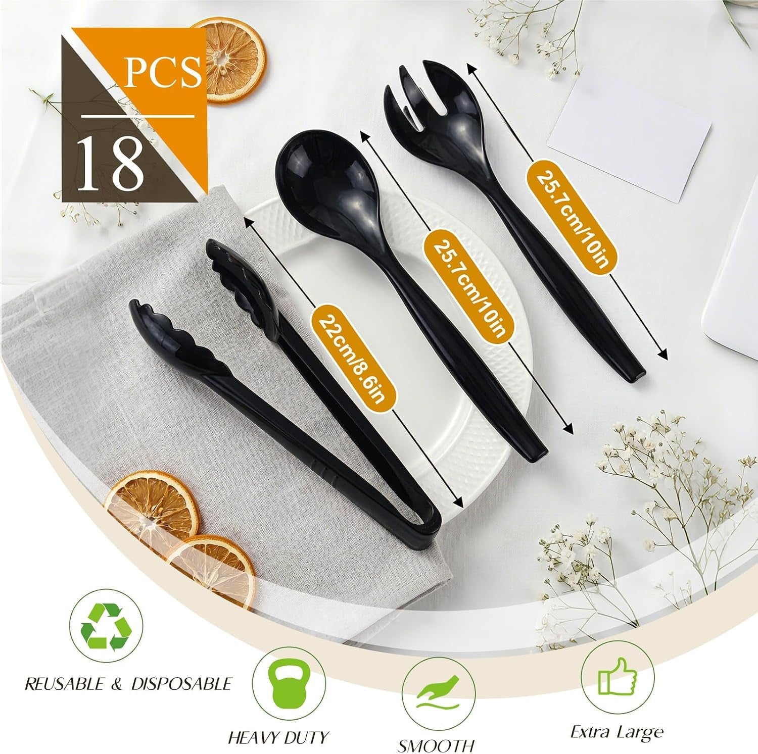 plastic-serving-utensils-set-disposable-tongs-spoons-for-buffet-10inch-heavy-duty-bpa-free-18pc-party-catering-supplies-buffet-display-utensils-for-restaurant-wedding-banquet-food-black