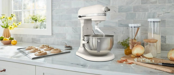 Kitchenaid 5.5-Qt Bowl-Lift Stand Mixer, KSM55SXXX, Porcelain White | 11 Mixing Speeds, Includes Flat Beater, Dough Hook, Wire Whip, Stainless Steel Bowl4