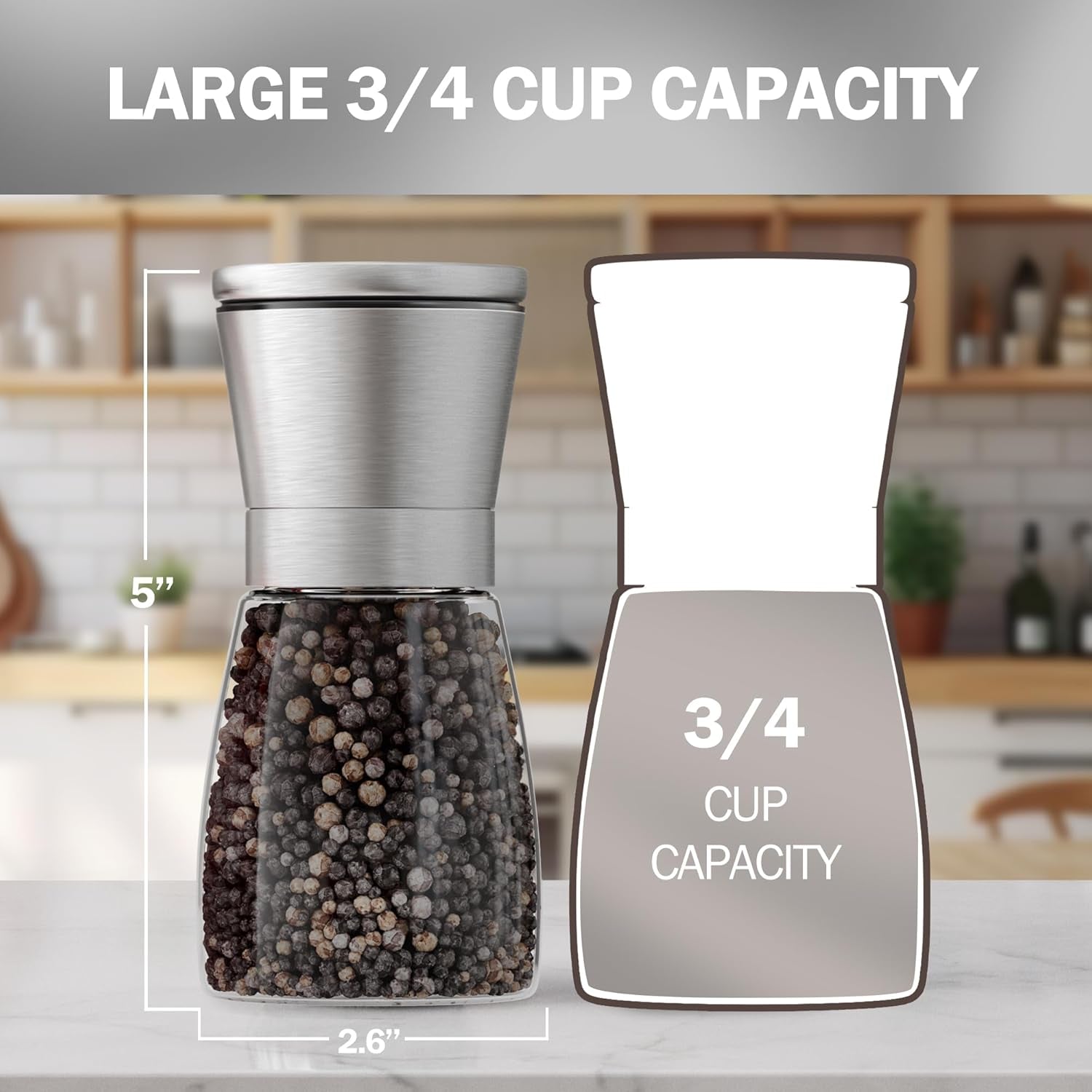 original-stainless-steel-salt-or-pepper-grinder-1pk-adjustable-ceramic-sea-salt-grinder-or-pepper-mill-tall-glass-spice-shaker-spice-mill-w-ebook