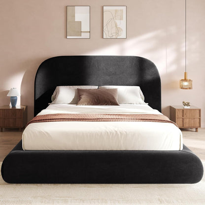 Queen Size Bed Frame, Curved Arched Soft Cloud Bed with Headboard3