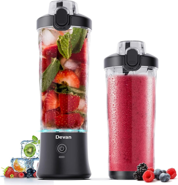 Portable Blender, Shakes and Smoothies Waterproof 20 Oz BPA Free Blender Cup and a Travel Lid. (Black, 20 Oz)1