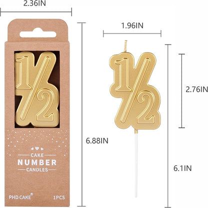 2.76 Inch Large 1/2 Gold Number Birthday Candles, Number Candles, Cake Number Candles, Party Celebration5