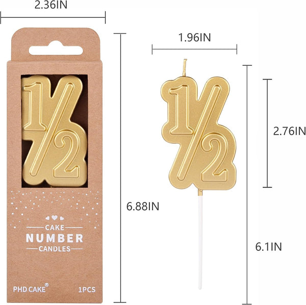 2.76 Inch Large 1/2 Gold Number Birthday Candles, Number Candles, Cake Number Candles, Party Celebration5