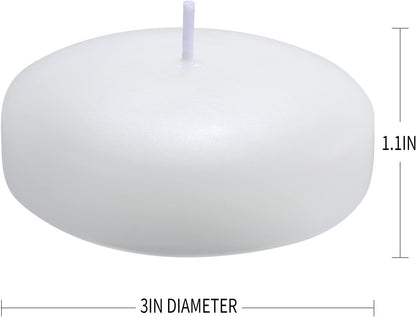 24 Pack Floating Candles, 3” White Unscented Dripless Wax Burning Candles, for Cylinder Vases, Weddings, Party and Holiday …2