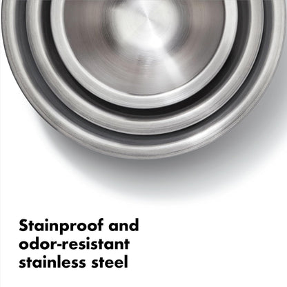 OXO Good Grips 3-Piece Stainless Steel Mixing Bowl Set - Blue & Gray4