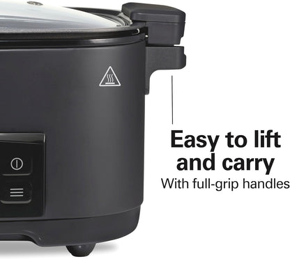9-In-1 6 Quart Programmable Slow Cooker | Sear, Brown, Rice, Steam, Sauté, Roast, Delay Start & Keep Warm Functions | Nonstick Pfas-Free Dishwasher Safe Crock | Black9
