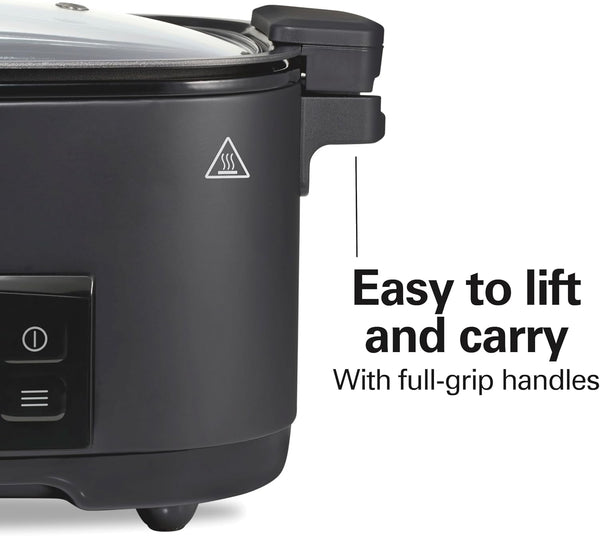 9-In-1 6 Quart Programmable Slow Cooker | Sear, Brown, Rice, Steam, Sauté, Roast, Delay Start & Keep Warm Functions | Nonstick Pfas-Free Dishwasher Safe Crock | Black9