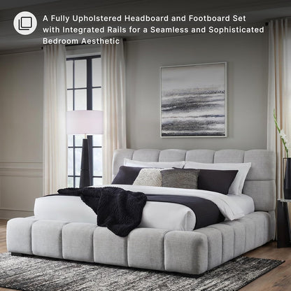 Signature Design by Ashley King Upholstered Bed Frame, Light Gray7