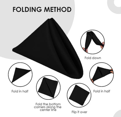 Black Cloth Napkins Bulk (Pack of 24) - 100% Polyester Dinner Linen Napkins Cloth Washable & Reusable - Durable with Hemmed Edges - Ideal for Parties and Weddings (17X17 Inches)6